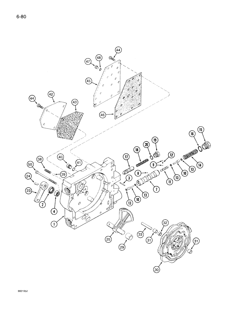 Схема запчастей Case IH 7130 - (6-080) - TRANSMISSION CONTROL VALVE ASSEMBLY, CAM HOUSING SECTION, FOUR SPEED REVERSE VALVES (06) - POWER TRAIN