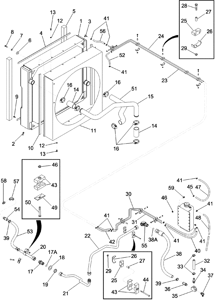 Схема запчастей Case IH 620 - (02-01) - RADIATOR, FAN SHROUD AND COOLANT RECOVERY SYSTEM (01) - ENGINE