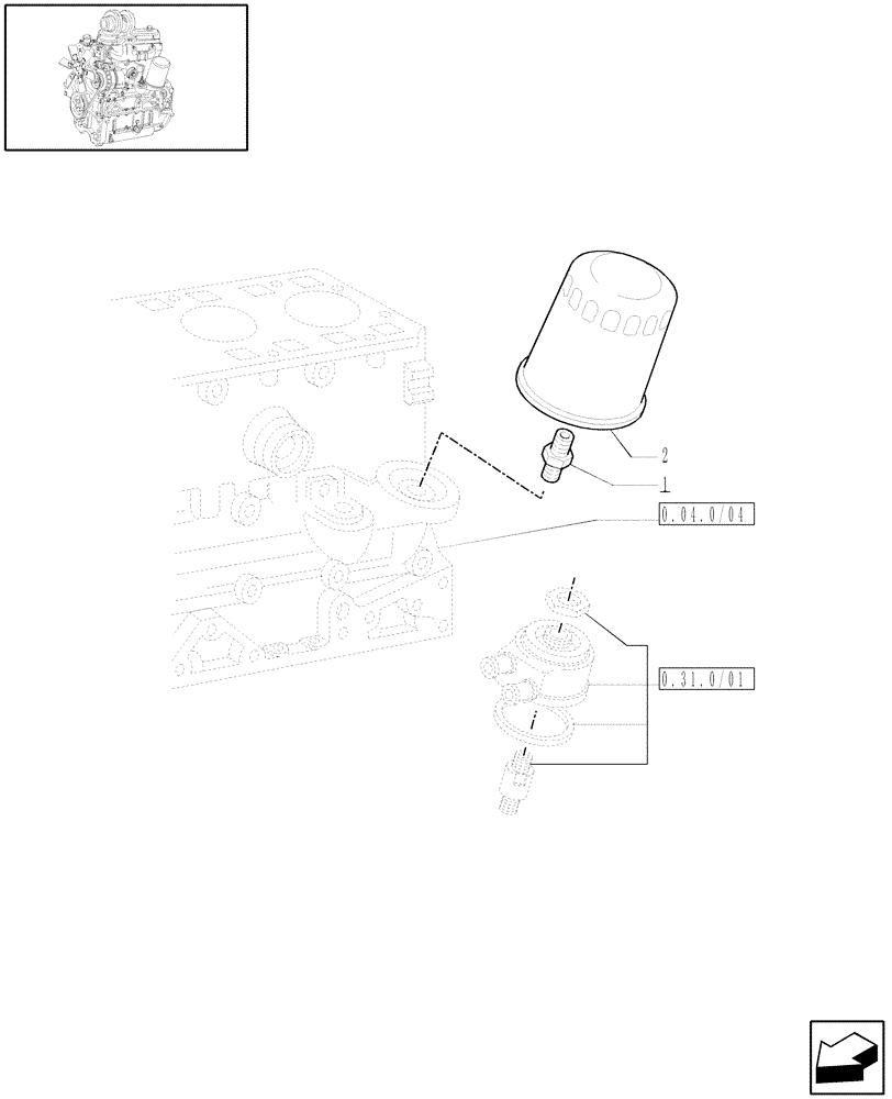 Схема запчастей Case IH JX95 - (0.30.2/02) - (VAR.319-747) TTF ENGINE TIER2 - OIL FILTER (01) - ENGINE