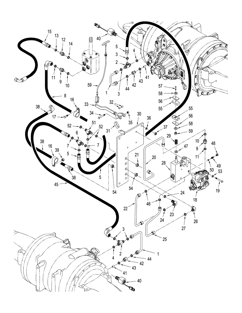 Схема запчастей Case IH STX450 - (07-08) - 500 SERIES AXLE - PARK BRAKE CIRCUIT, WITH DIFFERENTIAL LOCK, BSN JEE0102001, WHEEL TRACTOR (07) - BRAKES