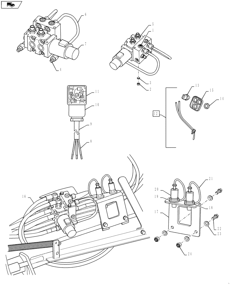 Схема запчастей Case IH L580 - (35.850.02[04]) - 3RD FUNCTION - DIRECT CONTROLLED - NSL (35) - HYDRAULIC SYSTEMS