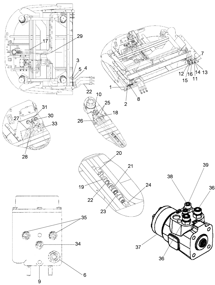 Схема запчастей Case IH 625 - (35.910.03[02]) - HYDRAULICS STEERING, CAB (35) - HYDRAULIC SYSTEMS