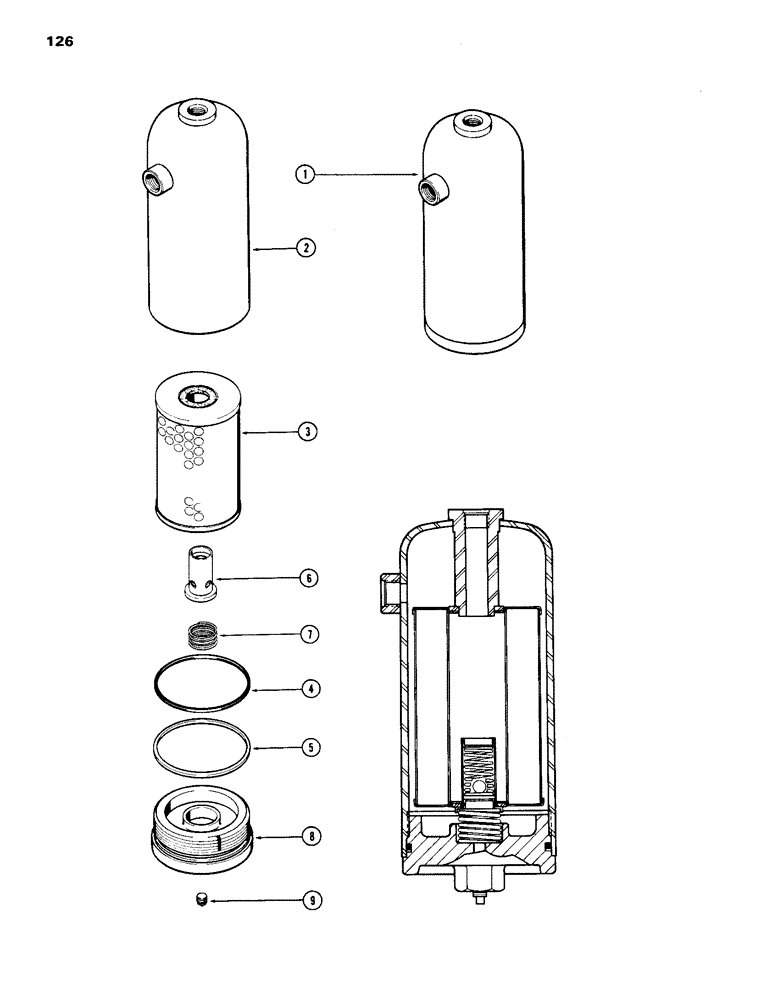 Схема запчастей Case IH 1070 - (126) - A60766 HYDRAULIC OIL FILTER, POWER SHIFT (06) - POWER TRAIN