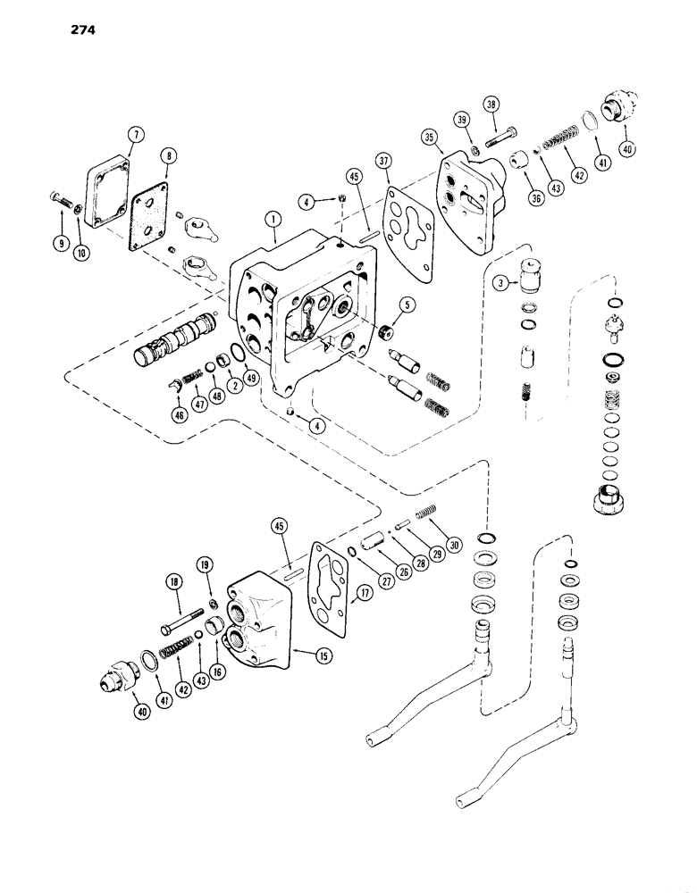 Схема запчастей Case IH 870 - (274) - A45419 AUXILIARY VALVE, WITH STRAIGHT OUTLET FITTINGS (08) - HYDRAULICS