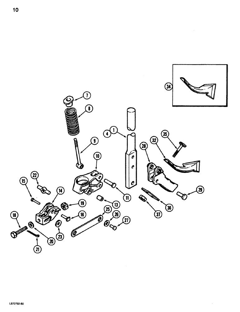 Схема запчастей Case IH 265 - (10) - FRONT SPRING TRIP AND SWEEPS, 416 STYLE 