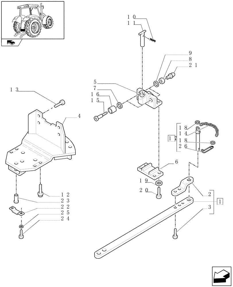 Схема запчастей Case IH MAXXUM 115 - (1.89.0/04) - INDIPENDENT SWINGING DRAWBAR WITH ROLLERS (VAR.330915) (09) - IMPLEMENT LIFT