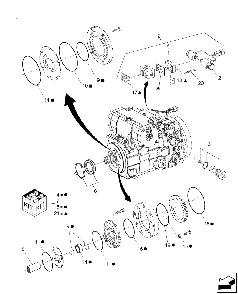 Схема запчастей Case IH 7010 - (35.105.01[02]) - PUMP, HYD. ROTOR - PIN HAJ202001 & AFTER - 7010/8010 (35) - HYDRAULIC SYSTEMS