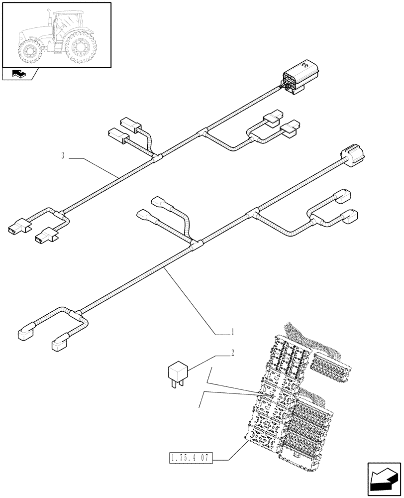 Схема запчастей Case IH MAXXUM 115 - (1.75.4/01) - HYDRAULIC TRAILER BRAKE HARNESS (VAR.331723) (06) - ELECTRICAL SYSTEMS