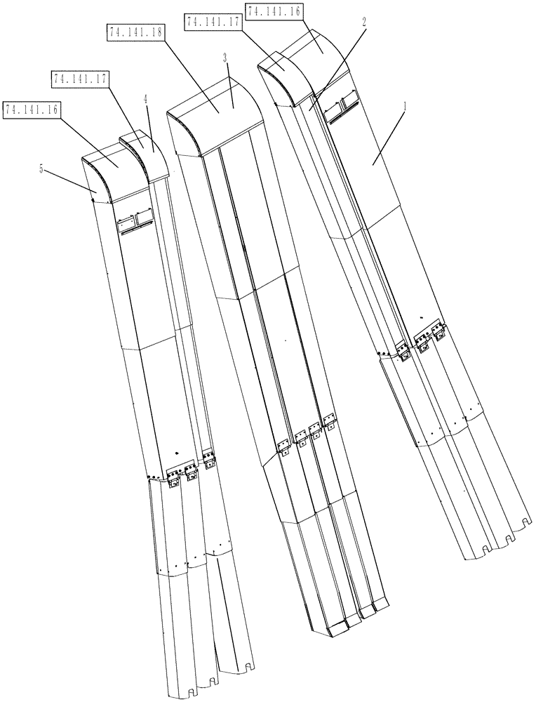 Схема запчастей Case IH 635 - (74.141.14) - CONVEYOR CHUTES, 6 ROW NARROW IDENTIFICATION (74) - CLEANING