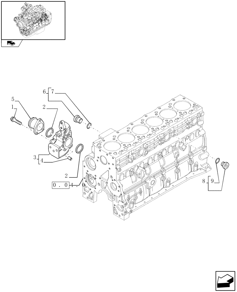 Схема запчастей Case IH F4GE9684B J600 - (0.32.3) - PIPING - ENGINE COOLING SYSTEM (2852921-2852149) 