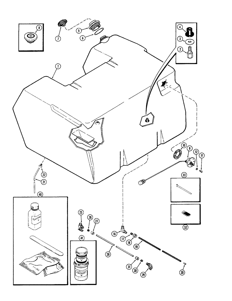 Схема запчастей Case IH 1370 - (054) - FUEL TANK AND LINES, FIRST USED P.I.N. 8815047 (03) - FUEL SYSTEM