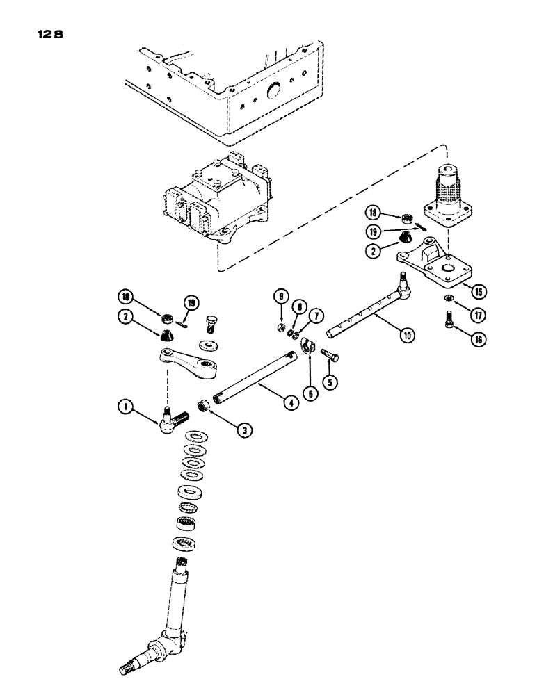 Схема запчастей Case IH 970 - (128) - TIE RODS, 53" TO 73" TREAD (05) - STEERING