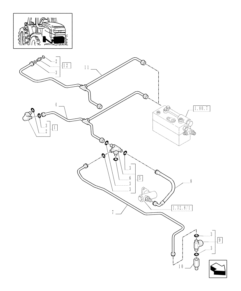 Схема запчастей Case IH MXU135 - (1.29.7[04]) - GEARBOX LUBRICATION PIPING (03) - TRANSMISSION