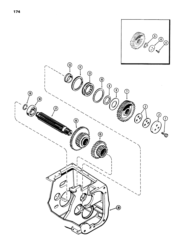 Схема запчастей Case IH 970 - (174) - SLIDING GEAR SHAFT, POWER SHIFT (06) - POWER TRAIN