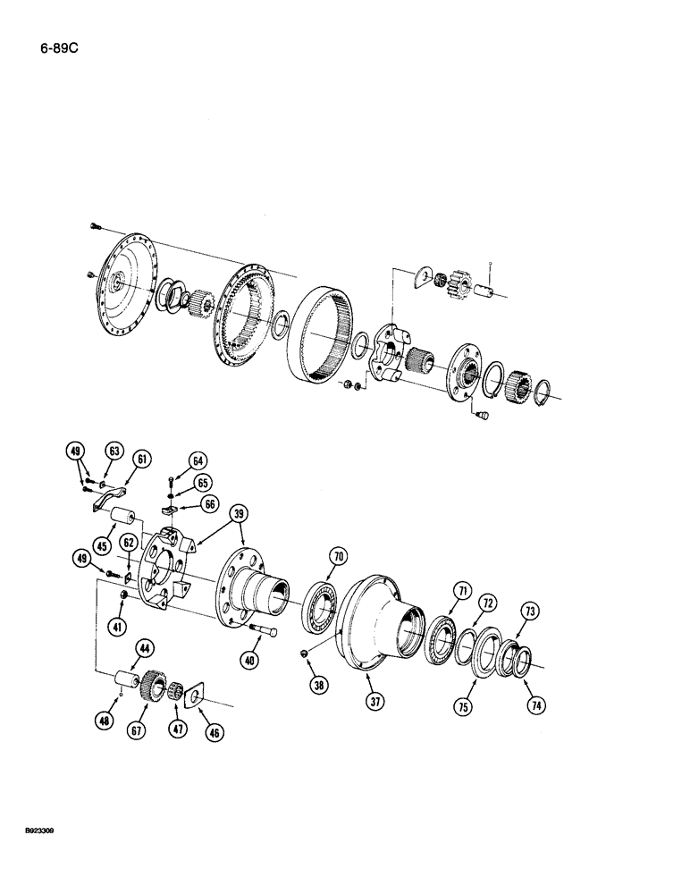 Схема запчастей Case IH 9250 - (6-089C) - FRONT STEERABLE AXLE, WHEEL HUB AND AXLE PLANETARY (CONTD) (06) - POWER TRAIN