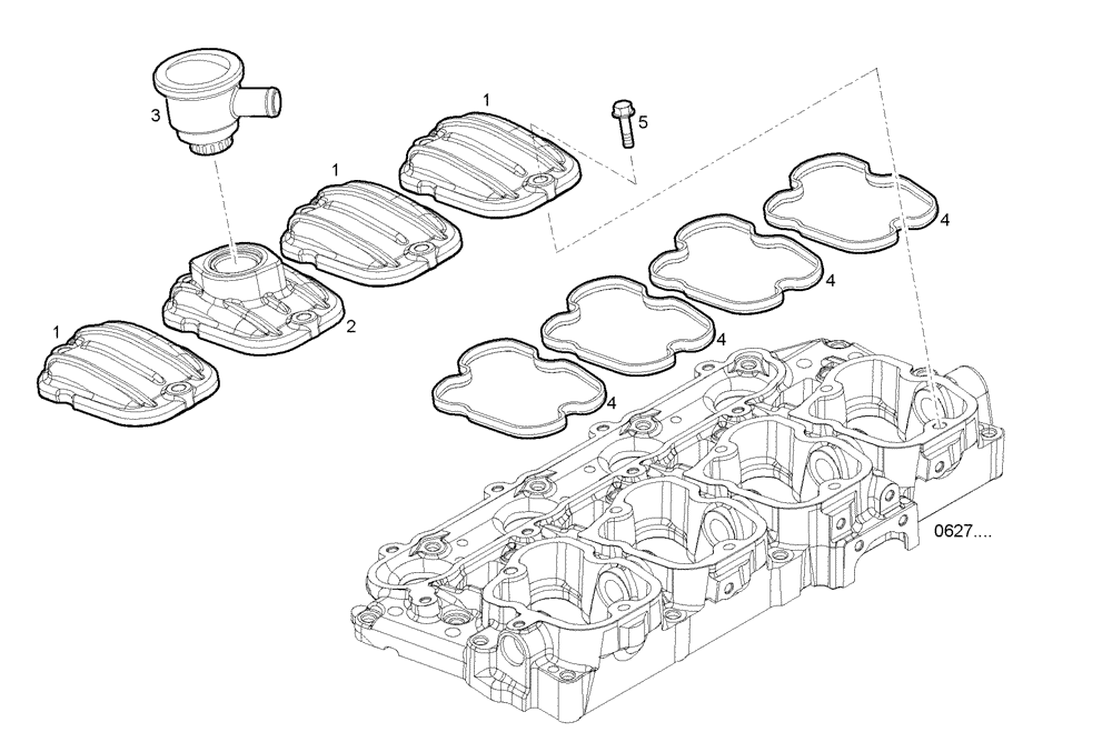 Схема запчастей Case IH F5AE9484B A003 - (0630.032) - CYL. HEAD COVERS 