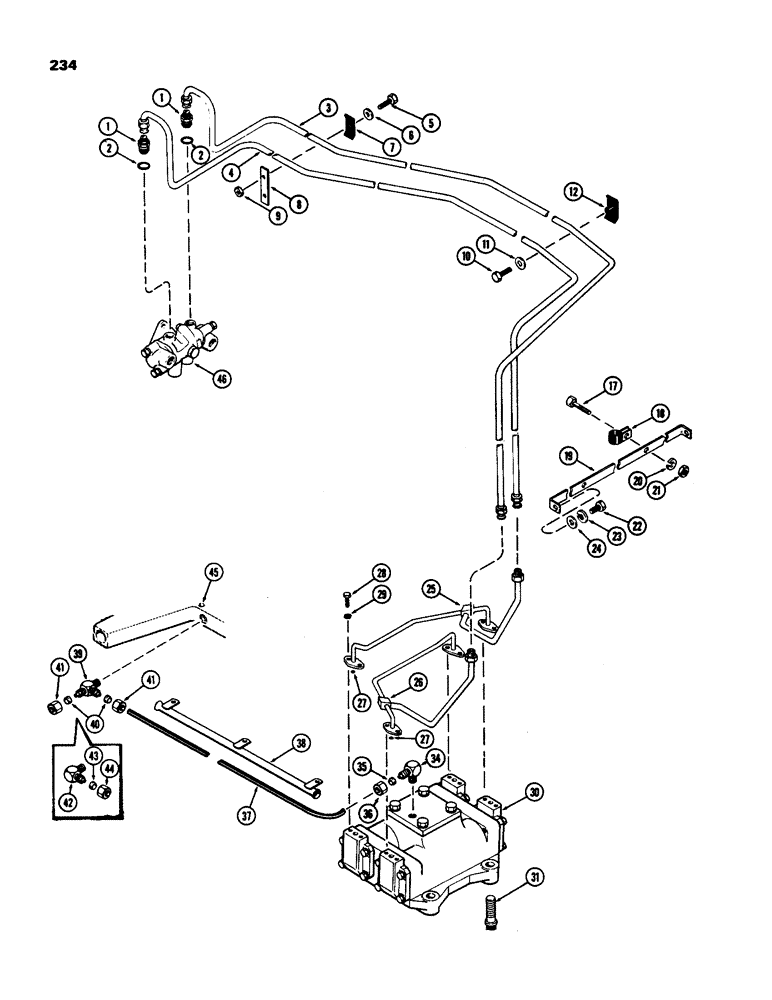 Схема запчастей Case IH 970 - (234) - HYDROSTATIC STEERING SYSTEM, WITH ADJUSTABLE AXLE OR DUAL FRONT WHEELS PRIOR TO TRACTOR SN 8693001 (05) - STEERING