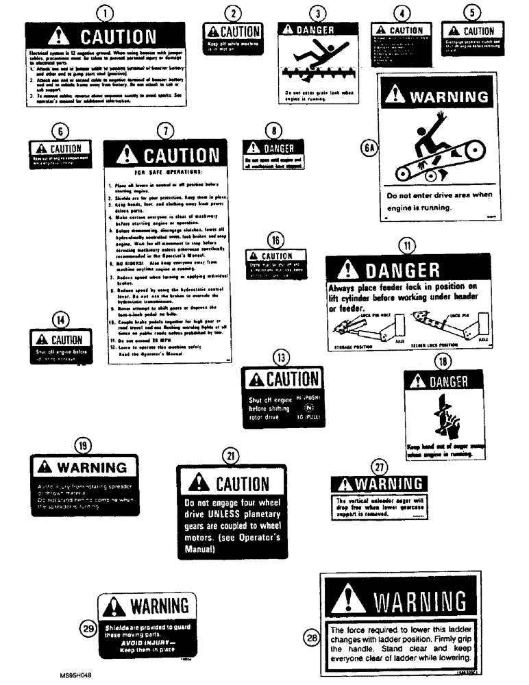 Схема запчастей Case IH 1666 - (9H-34) - DECALS, CAUTION, DANGER, WARNING (12) - CHASSIS