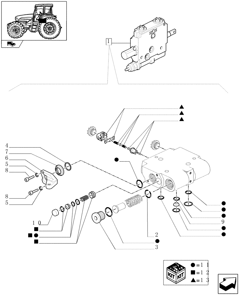 Схема запчастей Case IH FARMALL 95U - (1.82.7/05B[02]) - DIRECTIONAL CONTROL VALUE (BOSCH) - BREAKDOWN - C6083 (07) - HYDRAULIC SYSTEM