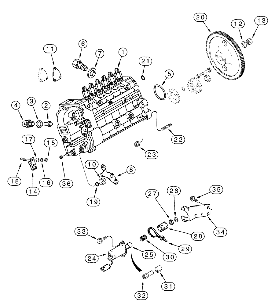 Схема запчастей Case IH 7220 - (3-014) - FUEL INJECTION PUMP AND DRIVE, 6T-830 ENGINE, 7220 TRACTOR ONLY, PRIOR TO P.I.N. JJA0064978 (03) - FUEL SYSTEM