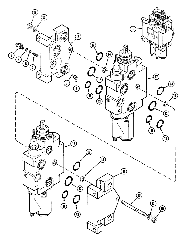 Схема запчастей Case IH 2090 - (8-432) - REMOTE HYDRAULICS, CONTROL VALVE ASSEMBLY, TWO SECTION (08) - HYDRAULICS