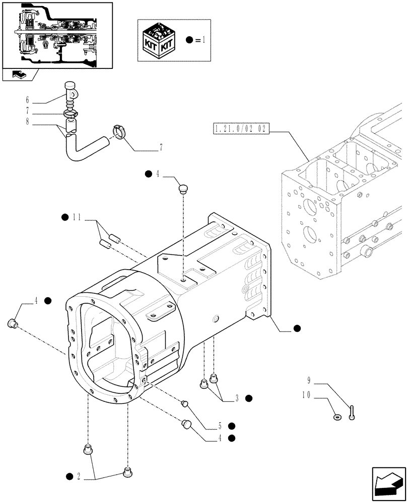 Схема запчастей Case IH FARMALL 80 - (1.21.0/02[01]) - POWER SHUTTLE E SERVO PTO FOR DIFF.LOCK - TRACTOR BODY (VAR.330120-331120) (03) - TRANSMISSION