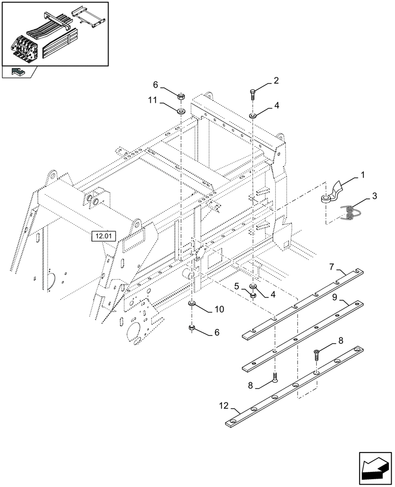 Схема запчастей Case IH LB433R - (14.04[01]) - PLUNGER RAILS (14) - BALE CHAMBER