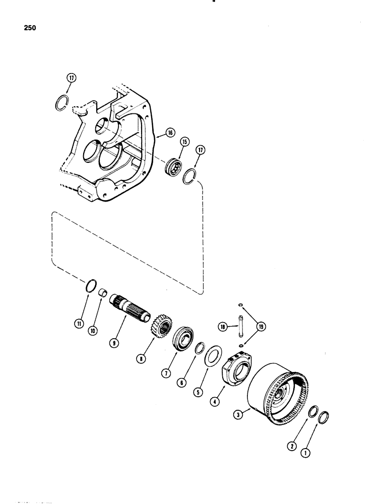 Схема запчастей Case IH 1070 - (0250) - CLUTCH, PLANETARY OUTPUT, POWER SHIFT, USED TRACTOR SERIAL NUMBERS 8725656 TO 8772549 (06) - POWER TRAIN