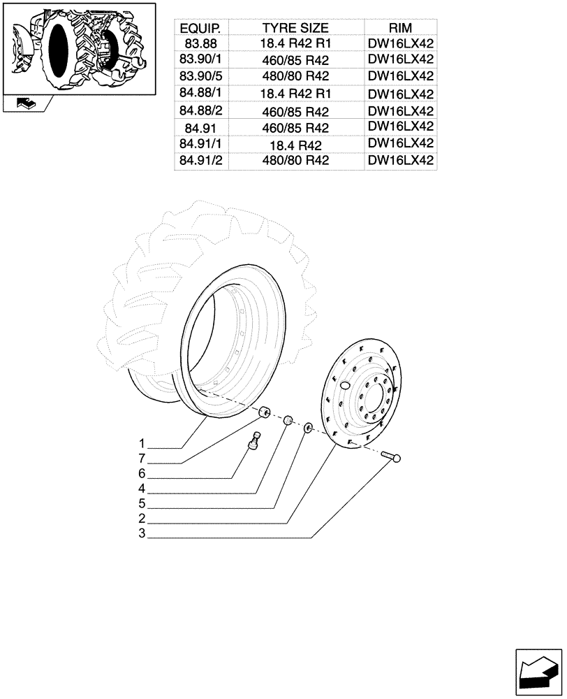 Схема запчастей Case IH PUMA 210 - (83.00[04]) - REAR WHEELS (11) - WHEELS/TRACKS