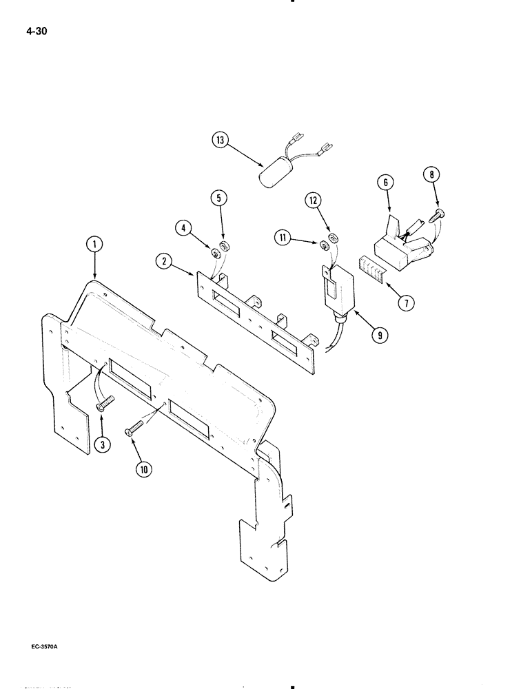 Схема запчастей Case IH 695 - (4-30) - BULKHEAD ELECTRICS, TRACTOR WITHOUT CAB, FUSE BOX (04) - ELECTRICAL SYSTEMS