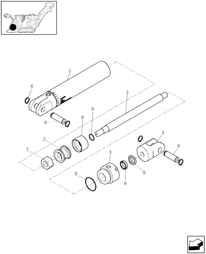 Схема запчастей Case IH A4000 - (B02.02[01]) - HYDRAULIC CYLINDER (CROPDIVIDER) Hydraulic Components & Circuits