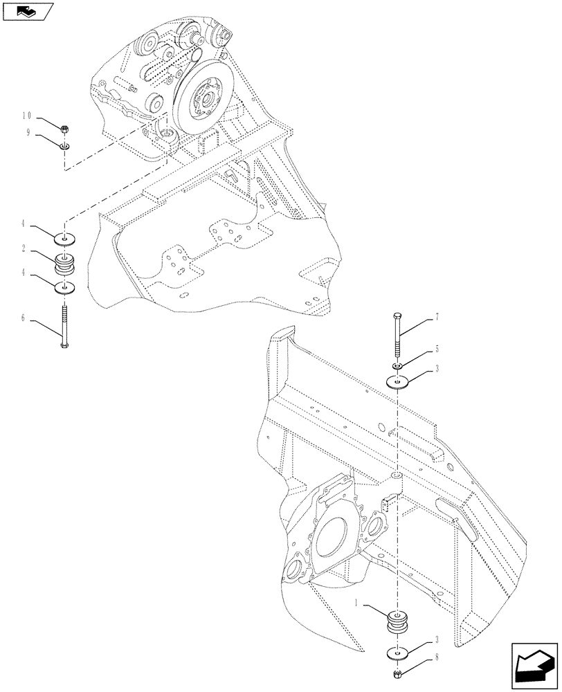 Схема запчастей Case IH QUADTRAC 600 - (10.012.01) - ENGINE MOUNT (10) - ENGINE