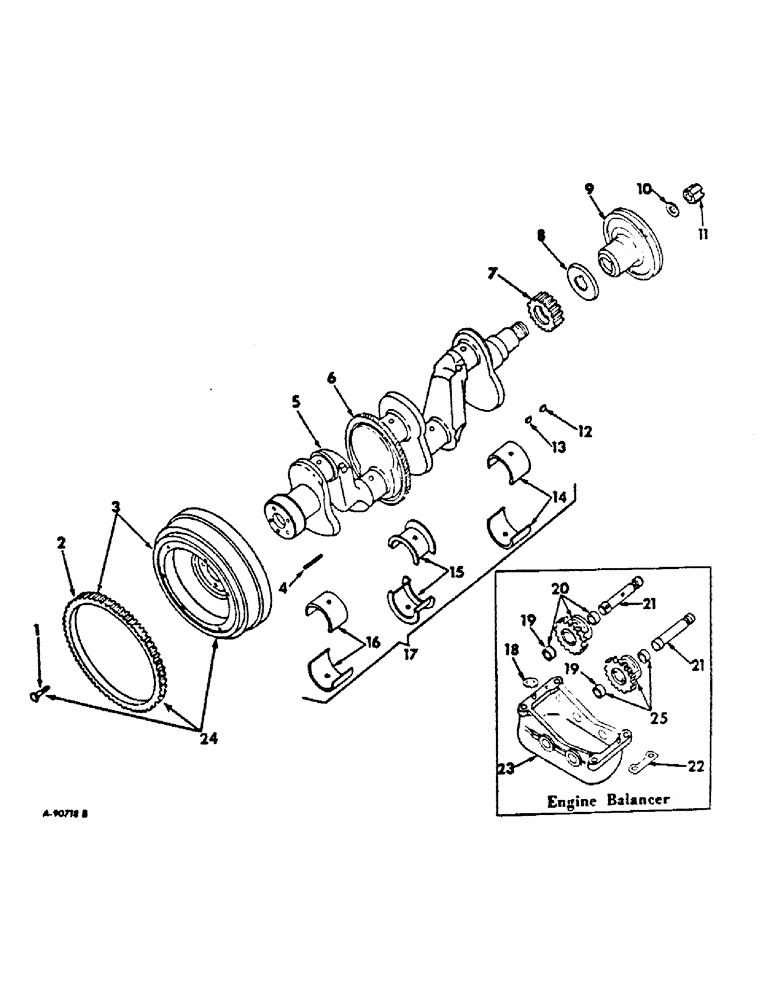 Схема запчастей Case IH C-200 - (G-15) - CRANKSHAFT, FLYWHEEL, AND BEARINGS 