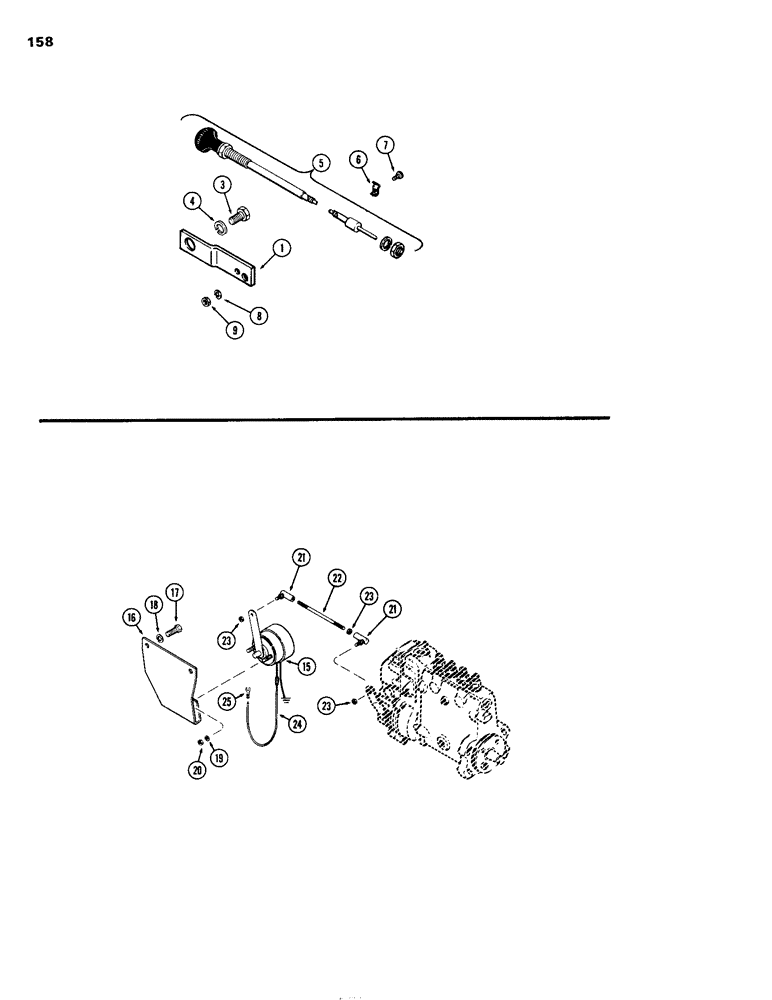 Схема запчастей Case IH 504DT - (158) - SHUT-DOWN CONTROL, MANUAL, FUEL TANK, E, F, G / SHUT-DOWN CONTROL, ELECTRIC (55) - ELECTRICAL SYSTEMS