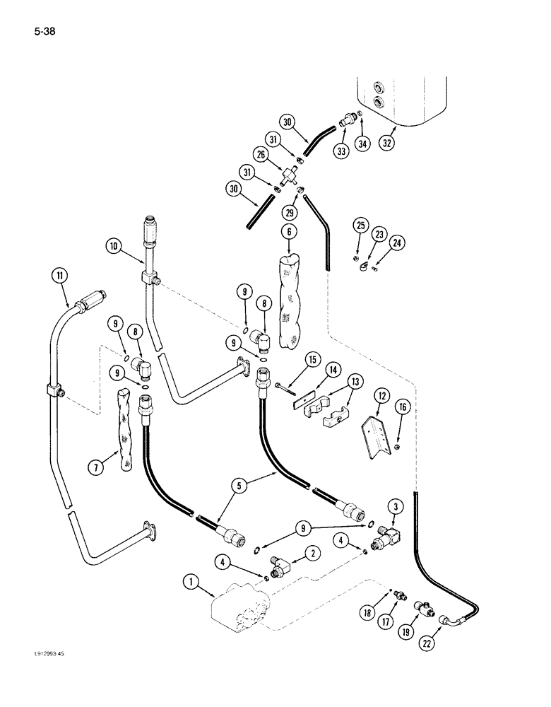 Схема запчастей Case IH 1640 - (5-38) - SELECTOR VALVE HYDRAULIC SYSTEM, POWER GUIDE AXLE, PRIOR TO SERIAL NO. JJC0097189 (04) - STEERING