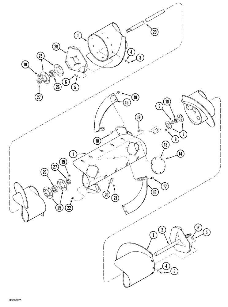 Схема запчастей Case IH 1015 - (9-020) - AUGER (58) - ATTACHMENTS/HEADERS