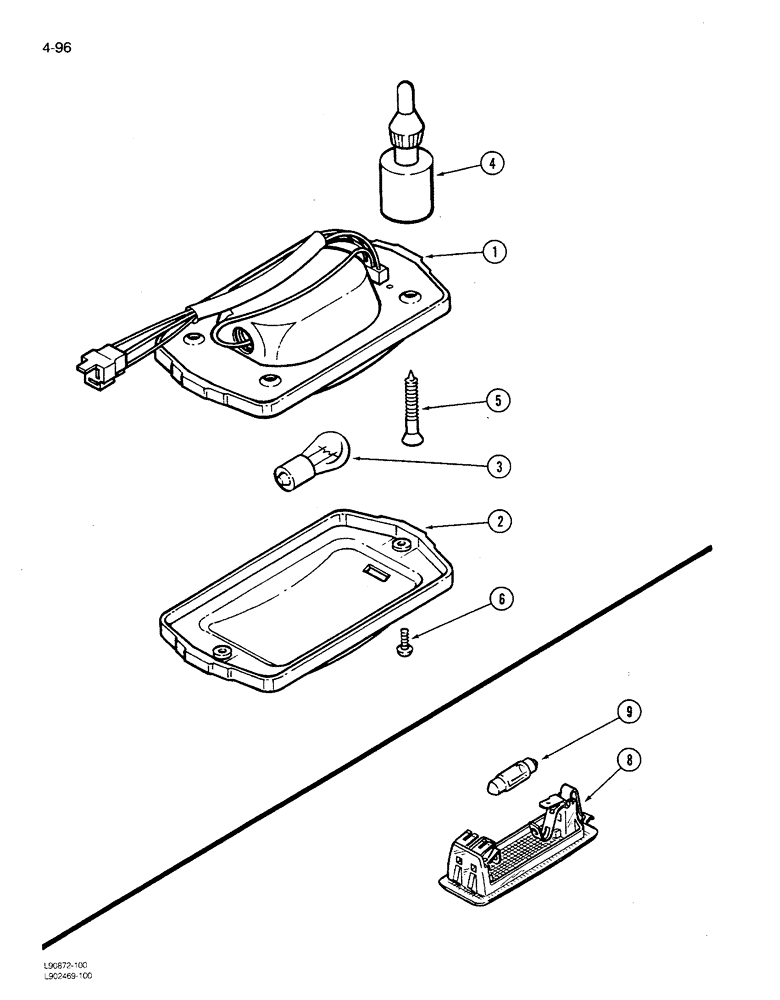 Схема запчастей Case IH 1680 - (4-096) - DOME LIGHT ASSEMBLY (06) - ELECTRICAL