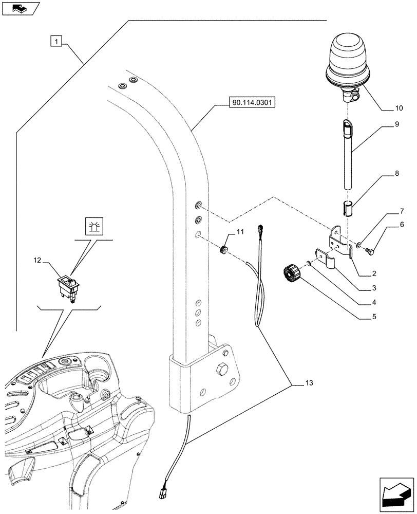 Схема запчастей Case IH FARMALL 75C - (88.055.02[02]) - DIA KIT - BEACON - ISO - L/CAB (88) - ACCESSORIES