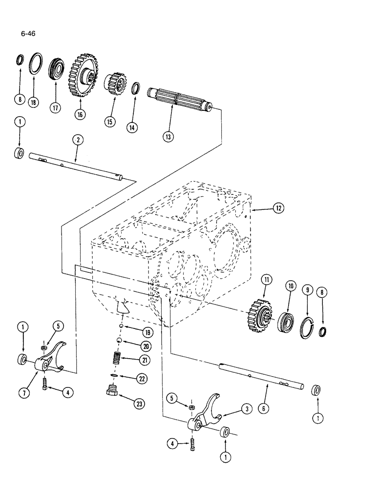 Схема запчастей Case IH 1640 - (6-46) - TRANSMISSION MAIN SHAFT (03) - POWER TRAIN