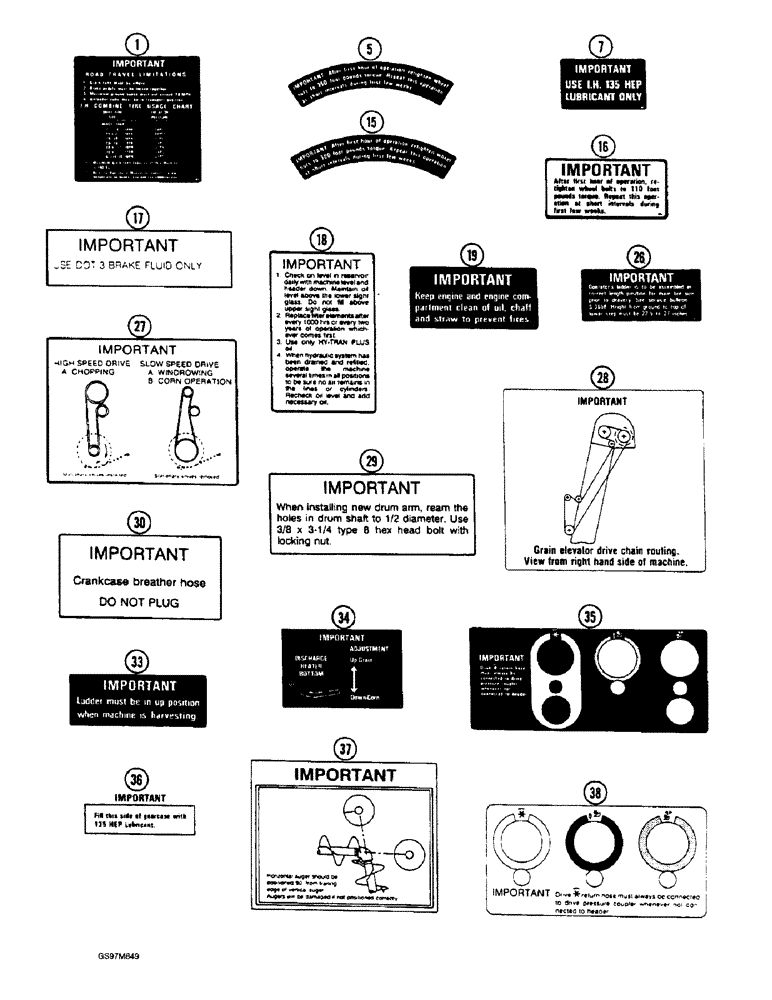 Схема запчастей Case IH 1660 - (9H-32) - DECALS, IMPORTANT INSTRUCTIONS (12) - CHASSIS