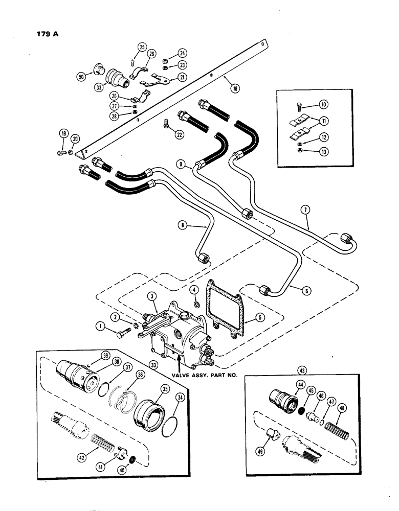 Схема запчастей Case IH 1270 - (179A) - HYDRAULICS, RIGHT HAND STANDARD REMOTE HOSES AND COUPLINGS, FIRST USED TRANSMISSION S/N 2403837 (08) - HYDRAULICS