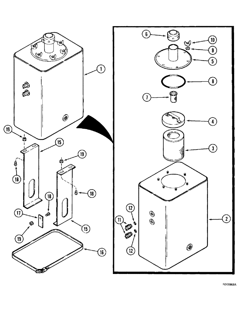 Схема запчастей Case IH 1680 - (8-02) - HYDRAULIC RESERVOIR (07) - HYDRAULICS