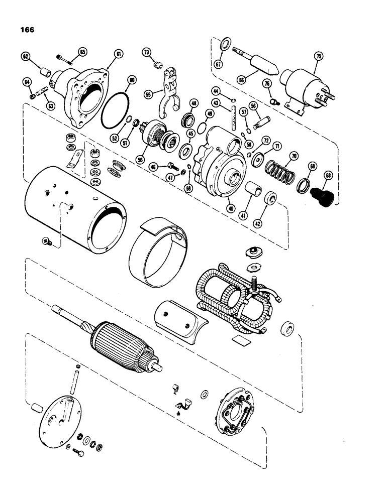 Схема запчастей Case IH 970 - (166) - A149056 STARTER, 1ST USED TRACTOR S/N 8817385, 401B DIESEL ENGINE (CONTD) (04) - ELECTRICAL SYSTEMS