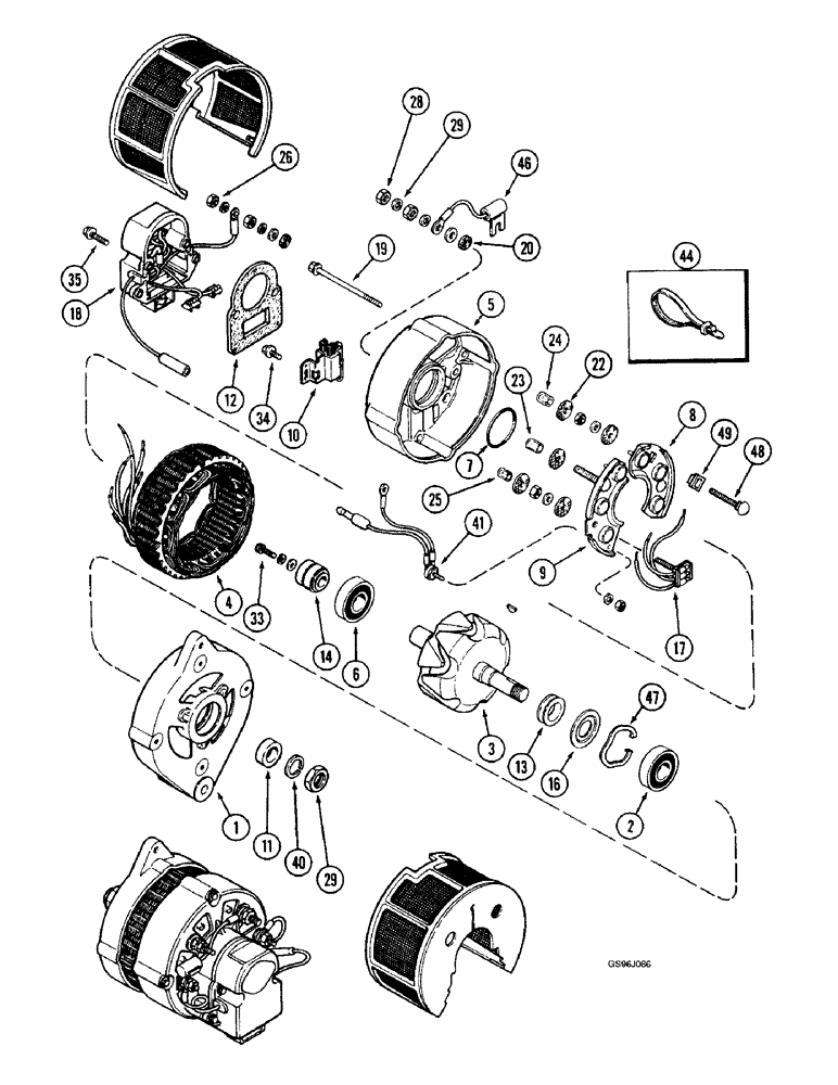 Схема запчастей Case IH 1660 - (4-60) - ALTERNATOR-GENERATOR, 90 AMPERE MOTOROLA (06) - ELECTRICAL