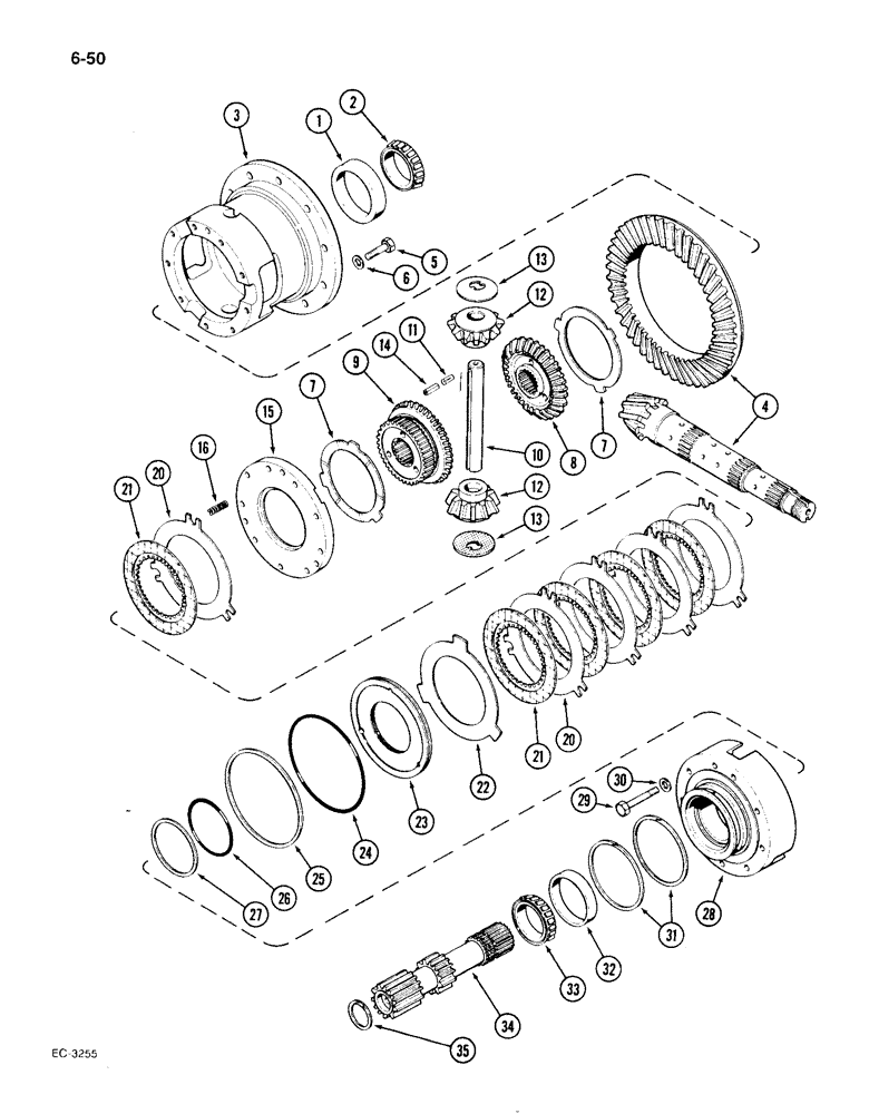 Схема запчастей Case IH 1896 - (6-50) - DIFFERENTIAL ASSEMBLY, PINION GEAR, CLUTCH AND CAGE (06) - POWER TRAIN