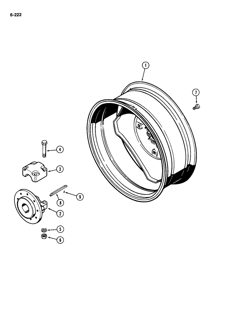 Схема запчастей Case IH 2094 - (6-222) - STEEL DUAL REAR WHEELS, WITH 38 INCH (965 MM) RIMS (06) - POWER TRAIN