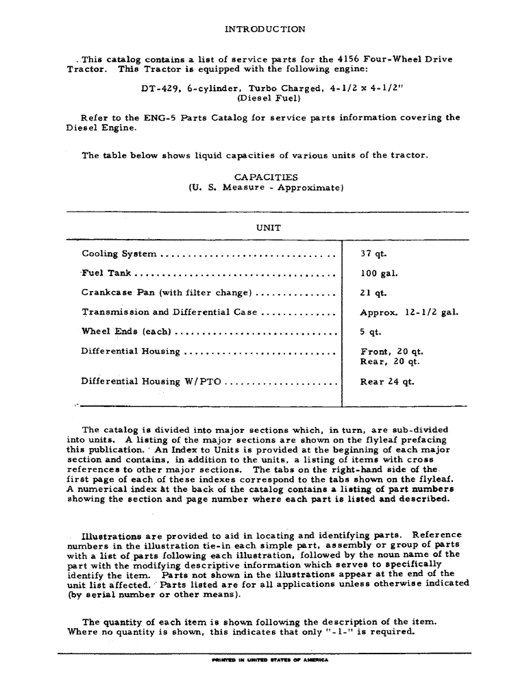 Схема запчастей Case IH 4156 - (004) - INTRODUCTION - FLUID CAPACITIES (00) - GENERAL