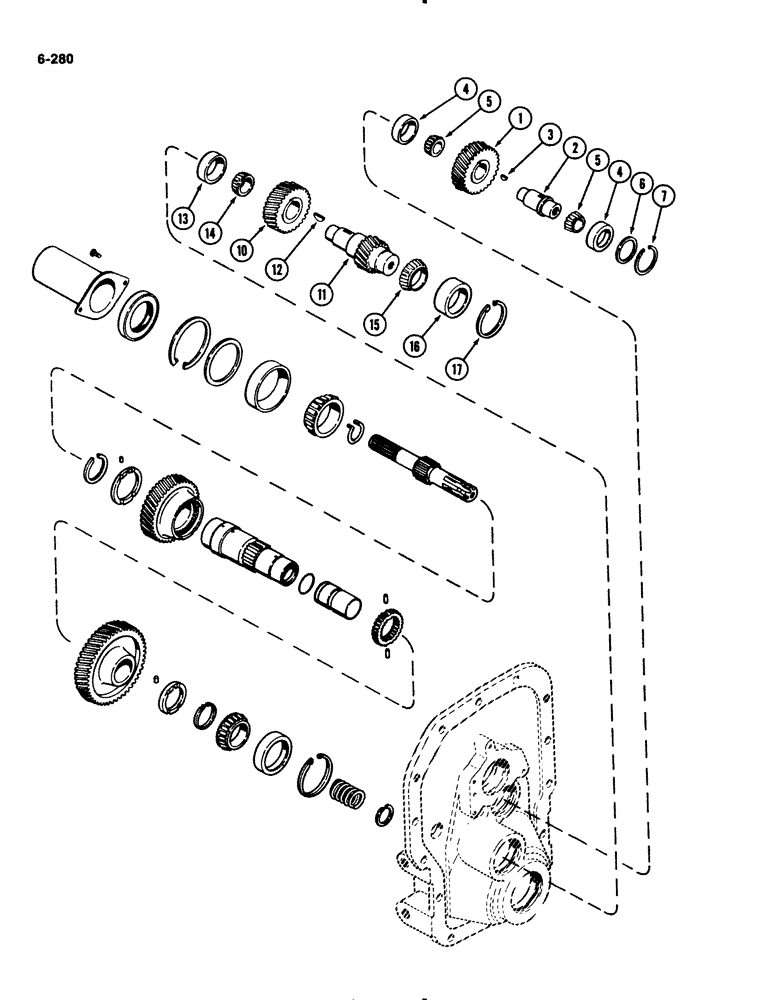 Схема запчастей Case IH 2294 - (6-280) - PTO IDLER GEARS AND SHAFTS, DUAL SPEED, 540, 1000 RPM (06) - POWER TRAIN