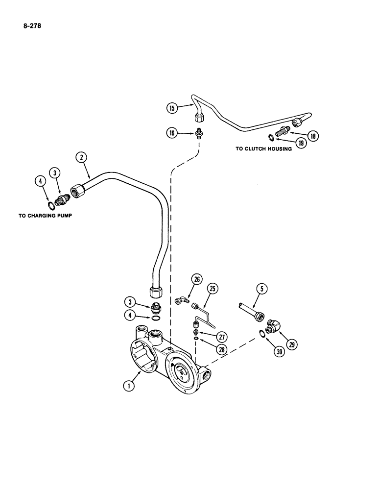 Схема запчастей Case IH 2094 - (8-278) - HYDRAULICS, TRANSMISSION LUBE TUBES, WITH POWER SHIFT (08) - HYDRAULICS