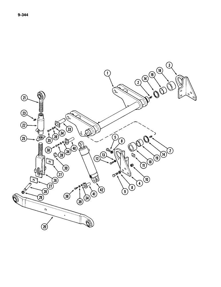 Схема запчастей Case IH 4994 - (9-344) - THREE POINT HITCH LIFT LINKS AND ROCKSHAFT (09) - CHASSIS/ATTACHMENTS